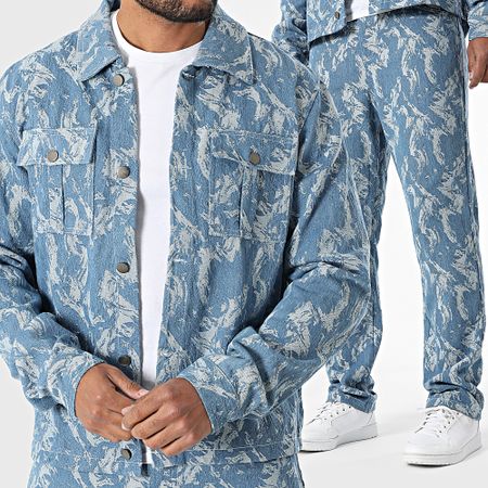 Frilivin - Vaquero Azul E02 Regular Fit Jeans y Conjunto Vaquero Overcoat
