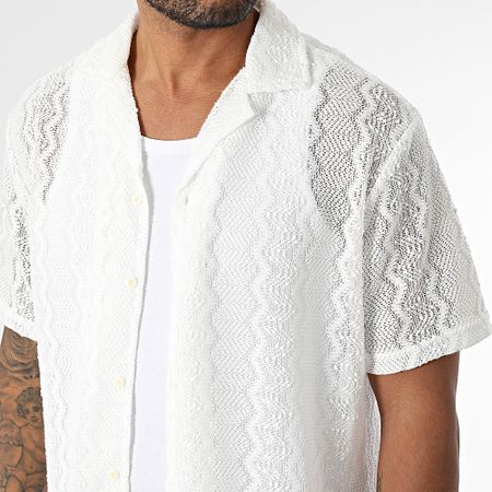 Frilivin - Camisa calada de manga corta T19 Blanco