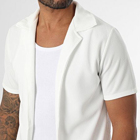 MTX - Conjunto de camisa de manga corta y pantalón de canalé 017 Beige claro