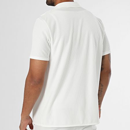 MTX - Conjunto de camisa de manga corta y pantalón de canalé 017 Beige claro