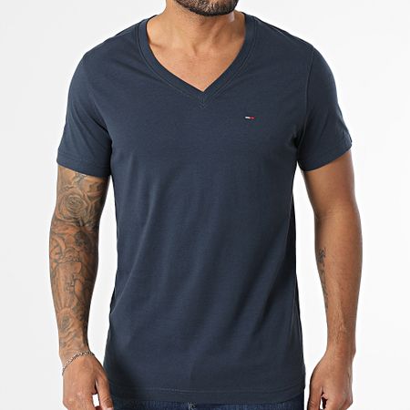 Tommy Jeans - Camiseta Original 4410 con cuello en V Azul Marino