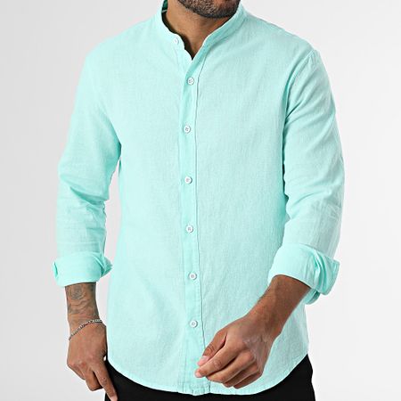 KZR - Camisa de manga larga Cuello de oficial 053 Turquesa