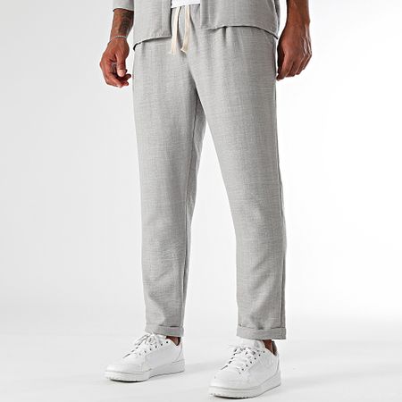 LBO - Conjunto de camisa de manga larga y pantalón efecto lino 2094 Gris
