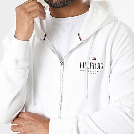 Tommy Hilfiger - Hilfiger Stacked 9375 Sudadera con capucha y cremallera Beige claro