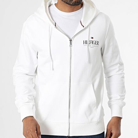 Tommy Hilfiger - Hilfiger Stacked 9375 Sudadera con capucha y cremallera Beige claro