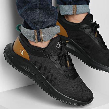 Calvin Klein - Eva Runner Tech Knit 1293 Ck Negro Grano Marrón Wold Verde Zapatillas