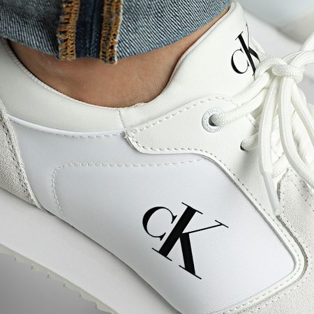 Calvin Klein - Zapatillas Retro Runner Sock Low Lace Up 1326 Bright White Black