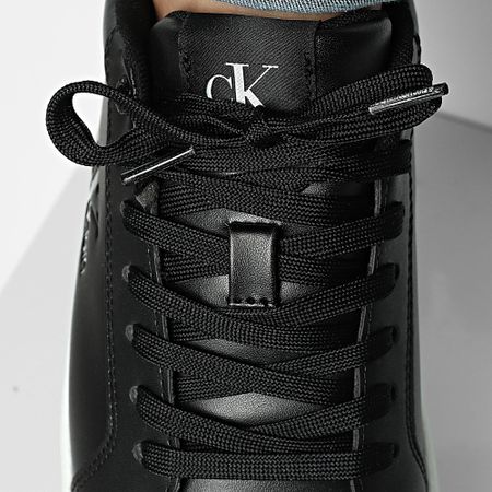 Calvin Klein - Zapatillas Classic Cupsole Mono Leather 1369 Negro Blanco Brillante
