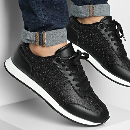 Calvin Klein - Low Prof Runn Laceup Mono 1896 Ck Negro Blanco Brillante All Over Sneakers