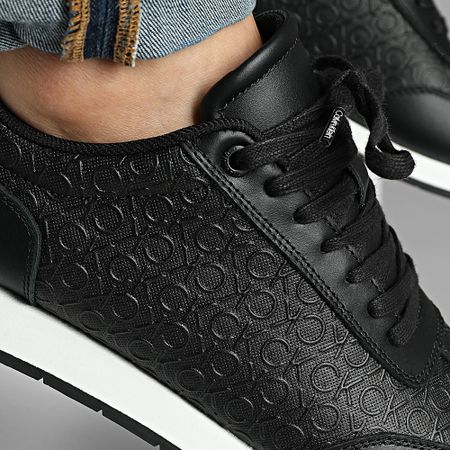 Calvin Klein - Low Prof Runn Laceup Mono 1896 Ck Negro Blanco Brillante All Over Sneakers