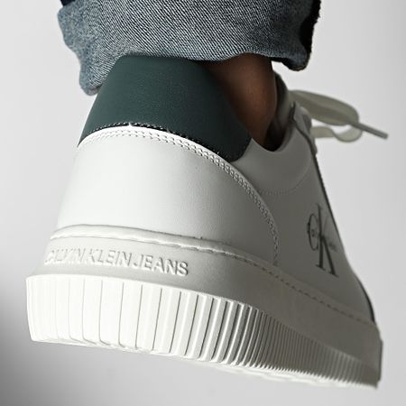 Calvin Klein - Baskets Chunky Cupsole Mono Leather 1317 Bright White Seaside Aqua