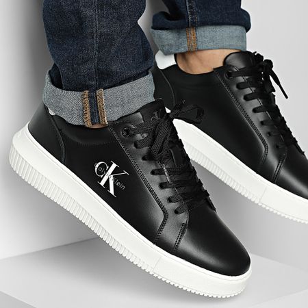 Calvin Klein - Baskets Chunky Cupsole Mono Leather 1317 Negro Blanco Brillante