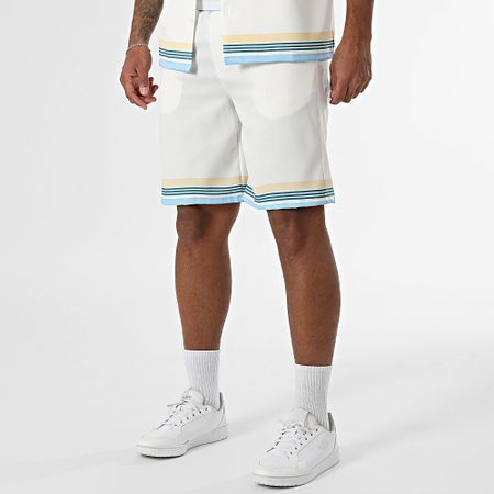 KZR - 192 Blanco Azul Claro Conjunto De Camisa De Manga Corta Y Pantalones Cortos De Jogging