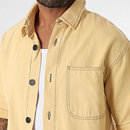 KZR - Conjunto de camisa vaquera de manga corta y pantalón corto 189 amarillo