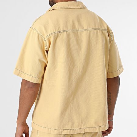 KZR - Conjunto de camisa vaquera de manga corta y pantalón corto 189 amarillo