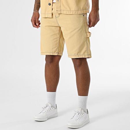 KZR - Conjunto de camisa vaquera de manga corta y pantalón corto 189 amarillo