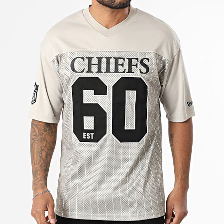 New Era - NFL Camiseta a rayas Kansas City Chiefs 60667924 Camiseta beige cuello pico