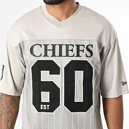 New Era - NFL Camiseta a rayas Kansas City Chiefs 60667924 Camiseta beige cuello pico