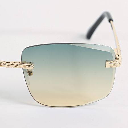 Frilivin - 814 Verde Amarillo Gradiente Dorado Gafas de sol