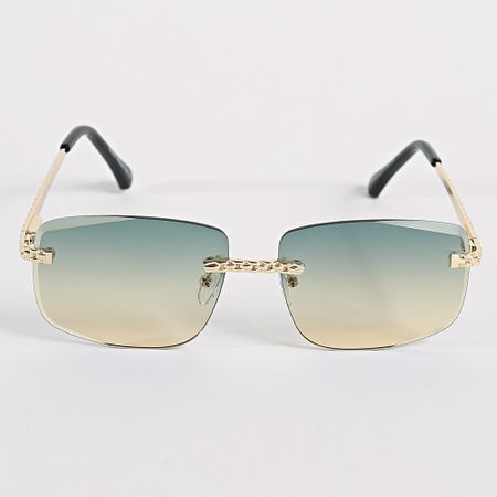 Frilivin - 814 Verde Amarillo Gradiente Dorado Gafas de sol