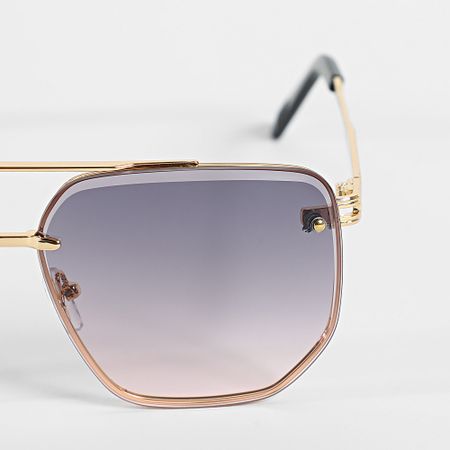 Frilivin - Gafas de sol Violeta Rosa Gradiente Oro 085