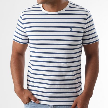Polo Ralph Lauren - Camiseta A Rayure Custom Slim Original Player Blanco Azul