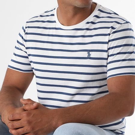 Polo Ralph Lauren - Camiseta A Rayure Custom Slim Original Player Blanco Azul