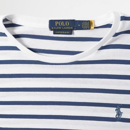 Polo Ralph Lauren - Camiseta A Rayure Custom Slim Original Player Blanco Azul