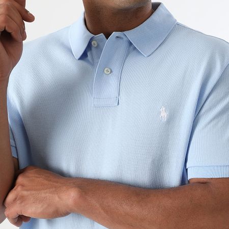 Polo Ralph Lauren - Polo Manga Corta Personalizado Slim Algodón Piqué Azul Claro
