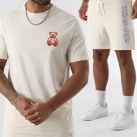 Teddy Yacht Club - Conjunto de camiseta y pantalón corto Jogging Small Extra Sweet Beige