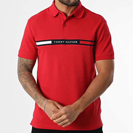 Tommy Hilfiger - Hilfiger Polo de manga corta con inserción en el pecho 8130 Rojo