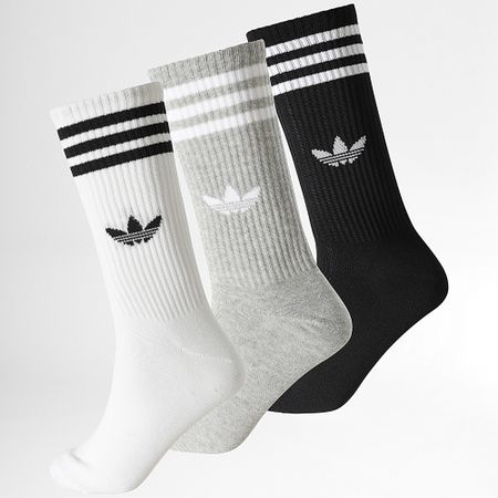 Adidas Originals - 3 Pares De Calcetines De 3 Rayas JV7418 Blanco Gris Heather Negro