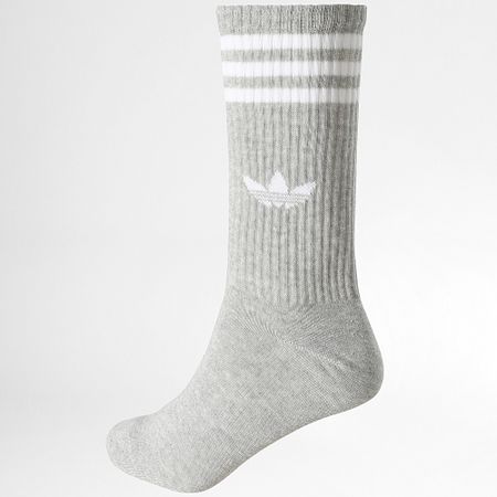 Adidas Originals - 3 Pares De Calcetines De 3 Rayas JV7418 Blanco Gris Heather Negro