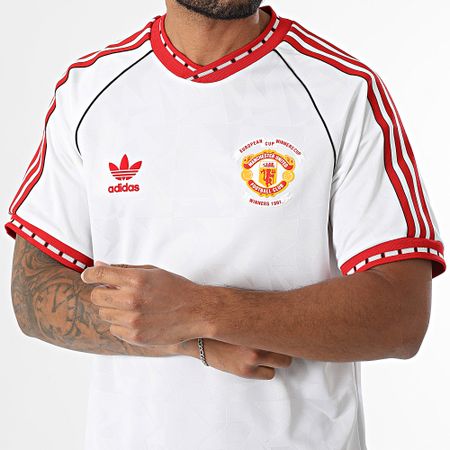 Adidas Originals - Manchester United Striped Tee Shirt JF0376 Blanco