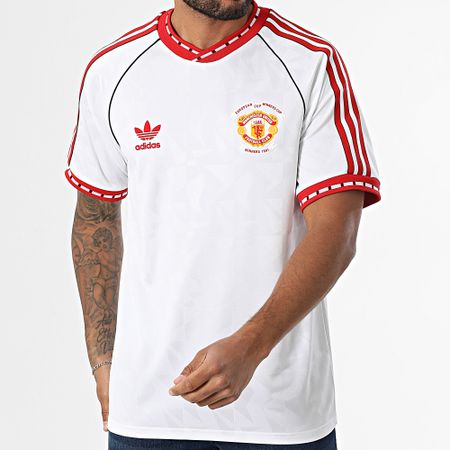 Adidas Originals - Manchester United Striped Tee Shirt JF0376 Blanco