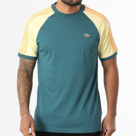 Adidas Originals - Camiseta Con Bandas Cali KC4961 Verde Botella Amarilla