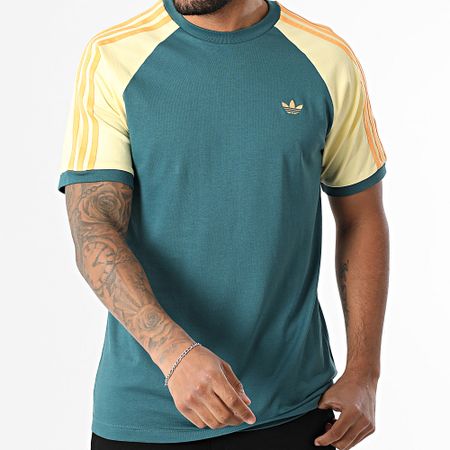 Adidas Originals - Camiseta Con Bandas Cali KC4961 Verde Botella Amarilla