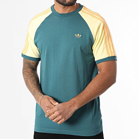 Adidas Originals - Camiseta Con Bandas Cali KC4961 Verde Botella Amarilla