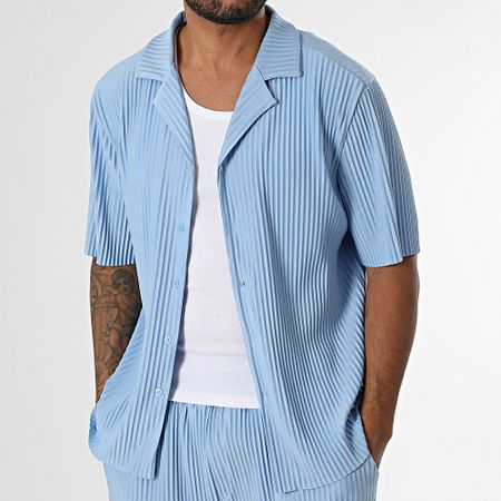 Uniplay - 158 Conjunto de camisa azul claro de manga corta y pantalón texturizado
