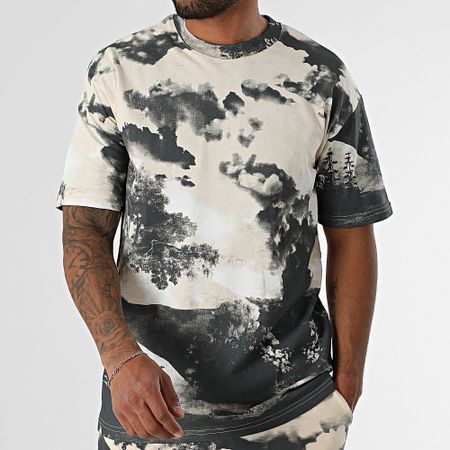 Ikao - Conjunto de camiseta y pantalón corto gris marengo beige 098