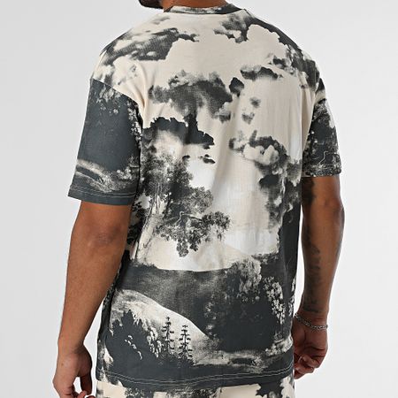 Ikao - Conjunto de camiseta y pantalón corto gris marengo beige 098