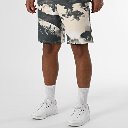 Ikao - Conjunto de camiseta y pantalón corto gris marengo beige 098