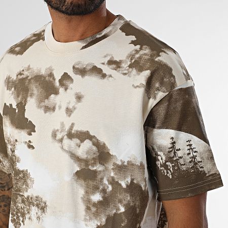 Ikao - Conjunto de camiseta y pantalón corto de jogging marrón beige 098