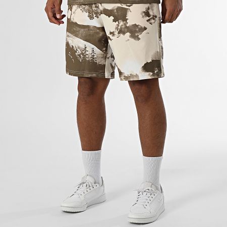 Ikao - Conjunto de camiseta y pantalón corto de jogging marrón beige 098