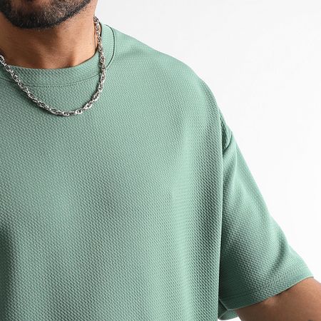 LBO - Juego De 2 Camisetas Texturizadas Waffle Grande 2108 Blanco Verde Claro