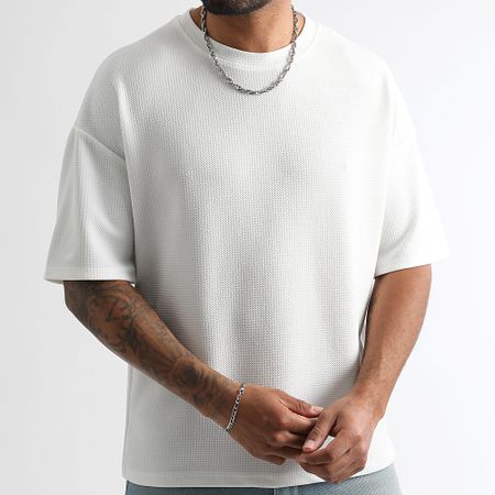 LBO - Juego De 2 Camisetas Texturizadas Waffle Grande 2108 Blanco Verde Claro