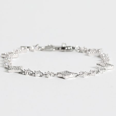 Make It Shine - Strass Flor brillante Tenis Pulsera Plata