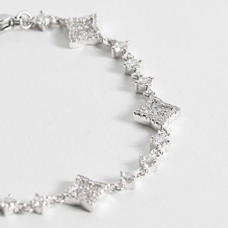 Make It Shine - Strass Flor brillante Tenis Pulsera Plata
