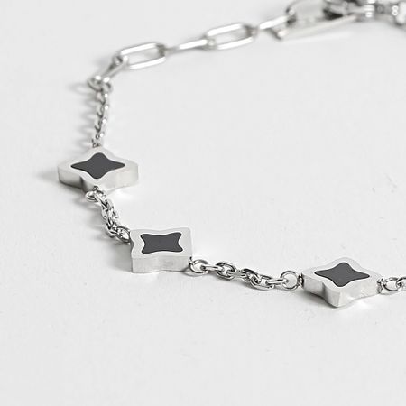 Make It Shine - Pulsera Flor Plata Negra