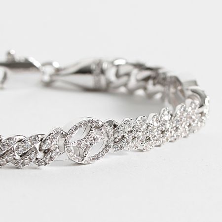 Make It Shine - Pulsera de eslabones cubanos con strass de la firma de plata helada